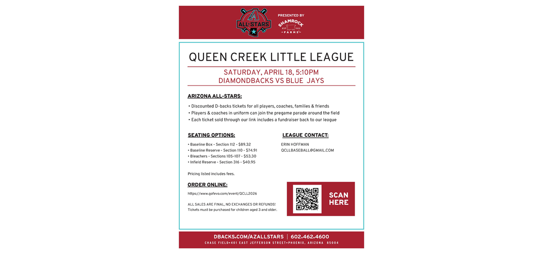 QCLL takes the Diamondbacks v Blue Jays April 18th